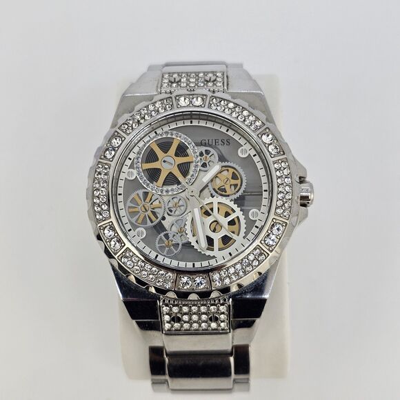 Guess Reveal Women's Watch 38MM Gray Dial Gray Bracelet Band 5.75" New Battery - Picture 2 of 11